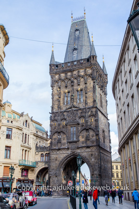 The Powder Tower city gate of old Prague, Czech Republic