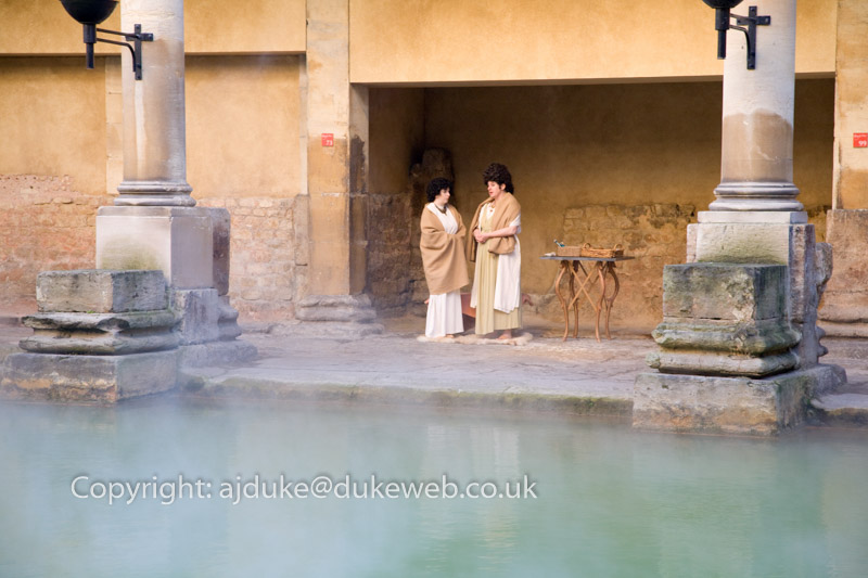 Steam coming off the Roman Baths, Bath, Somerset