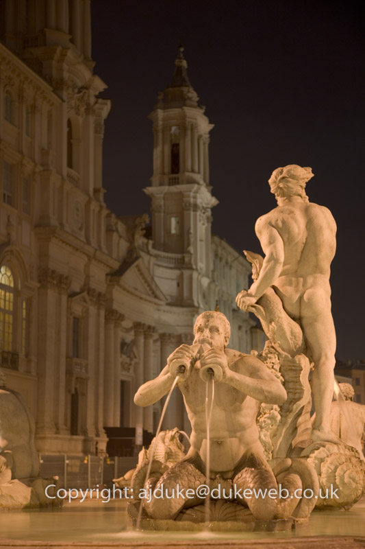 Fountain of Neptune by Bernini in Piazza Navona, Rome, Italy